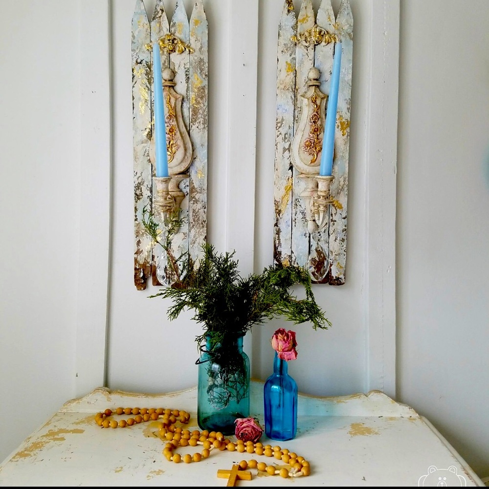 Vintage shabby chic candle holder
